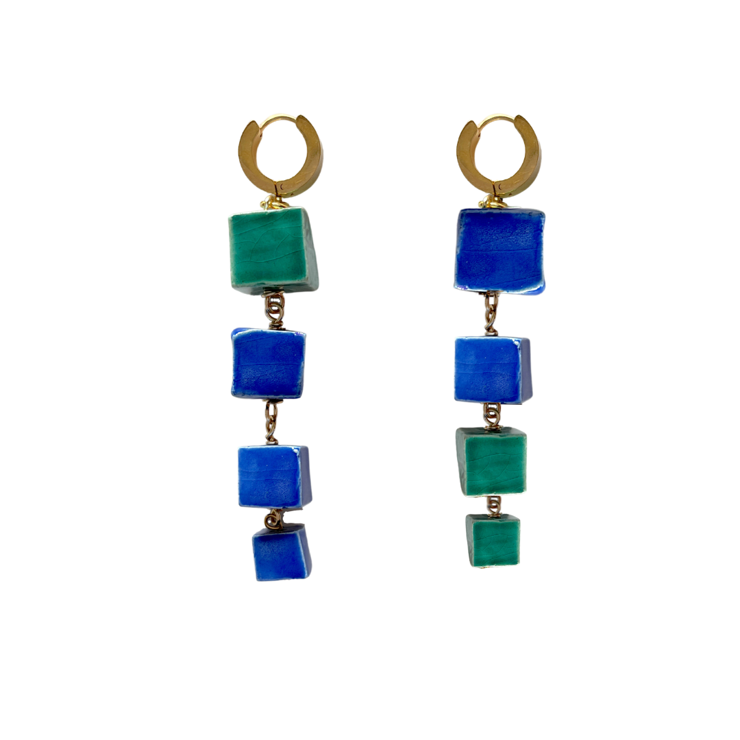 Tetris Blue Earrings *